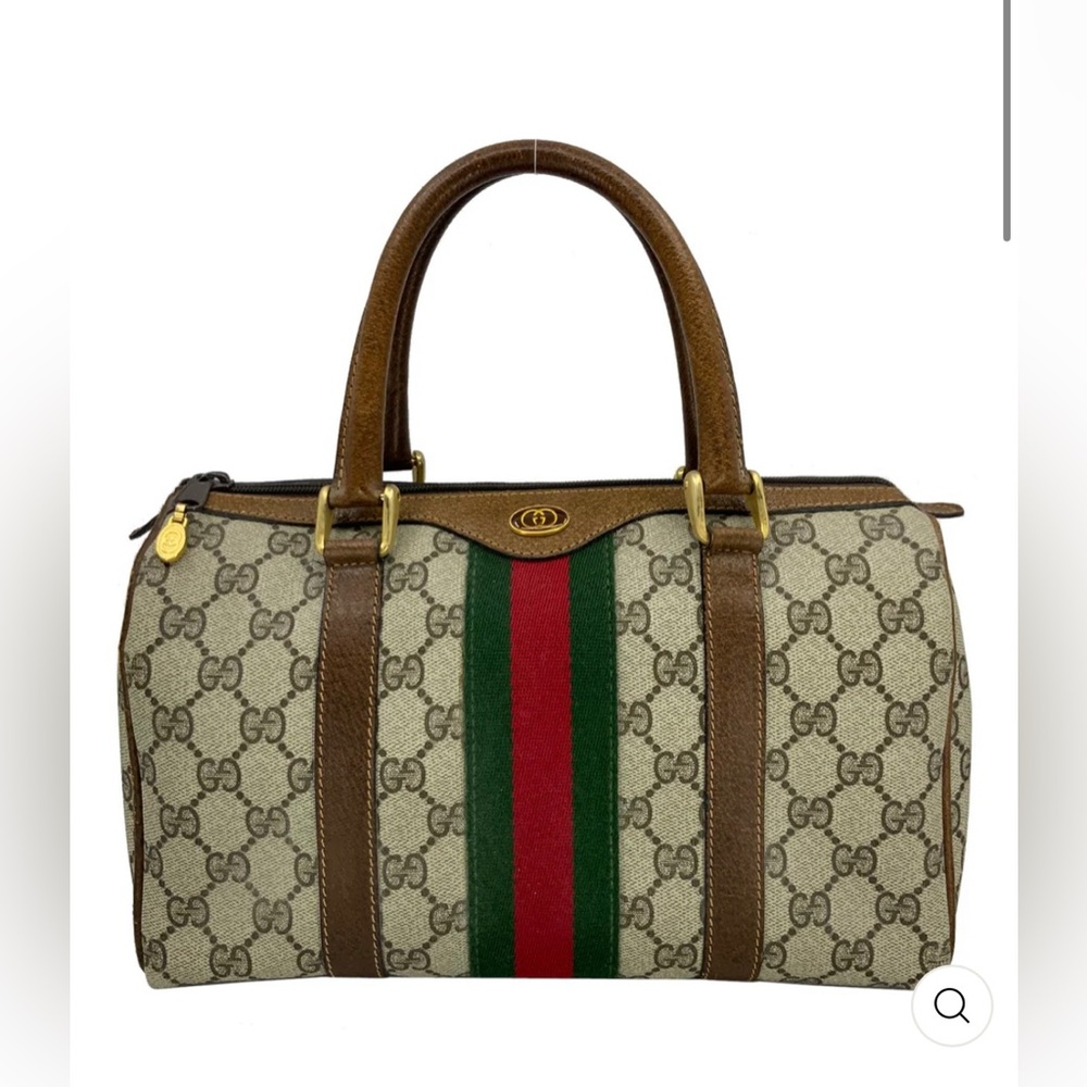 Gucci 1983 Vintage Boston Sherry Line Vinyl & Leather Small Satchel Bag